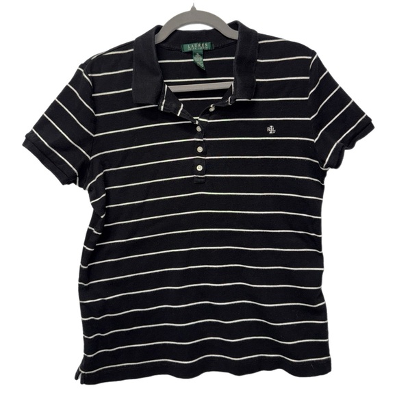 Lauren Ralph Lauren - Black Striped Polo Shirt - Classic Fit - 100% Cotton - XL - Picture 3 of 6